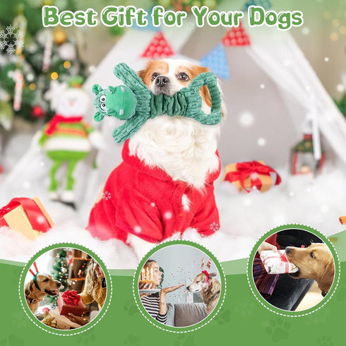 Plush Large Squeaky Dog Toys with Soft Fabric for Small, Medium, Large Pets - Tug of War Indoor Play Dog Toys