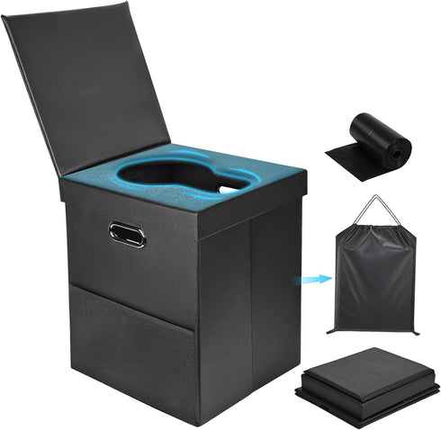 YOSN Portable Toilet for Adults,Upgraded Soft Leather Folding Camping Toilet with Lid and