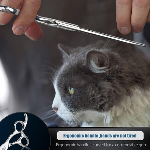 7.5" Trimming Offset JASON Dog Grooming Thinning Blending Scissor, Ergonomic Pet Grooming Thinner Blender Shears Cat