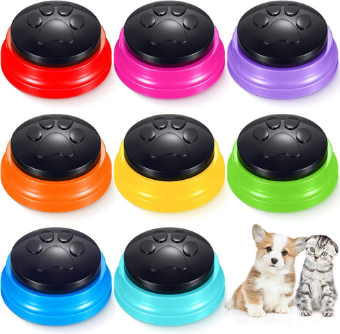 8 Pack Voice Recording Buttons for Dogs - Recordable Communication Buttons for Pet Training, 30 Second Recording