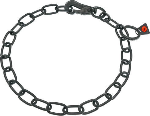 Herm Sprenger Black Stainless Steel Adjustable Fur Saver Dog Chain Collar, Medium Link with Quick Release Snap Hook for