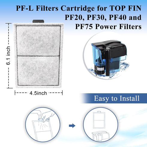 16 Pack PF-L Filter Cartridges for Top Fin PF20, PF30, PF40, and PF75 Power Filters, Large Carbon Replacement.