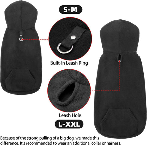 EXPAWLORER Dog Hoodie Fleece Sweater Vest, Hooded Dog Sweatshirt, Warm Cozy Puppy Clothing for Small Medium Large Dogs