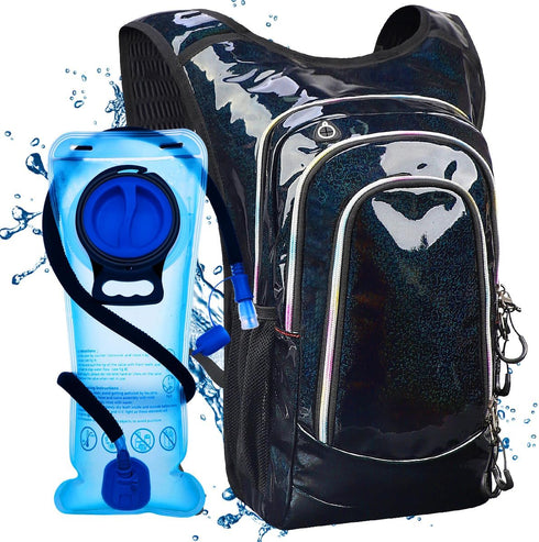 Rave Hydration Backpack, Festival Pack with 2L Water Bladder, Lightweight Anti Theft Hydropack