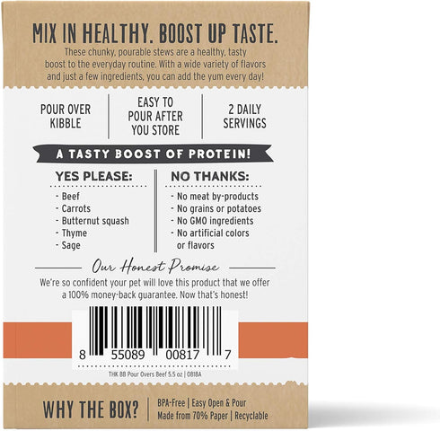 (12 Pack), 5.5 oz The Honest Kitchen Bone Broth POUR OVERS Wet Toppers for Dogs - Beef Stew