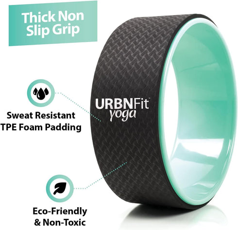 URBNFit Yoga Wheel - 12-Inch Roller Designed for Stretching & Flexibility to Help Back Aches & Tension - Made w/Durable Materials & Soft Foam Padding, Yoga Strap Included by URBNFit