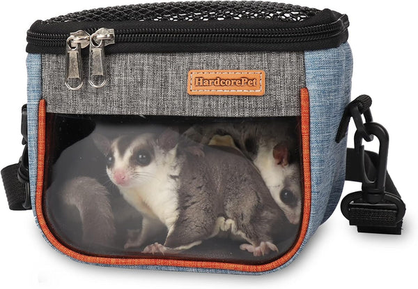 Sugar Glider Carrier Bag, Transparent Breathable Travel Bag for Hamster, Gecko,Baby Hedgehog,