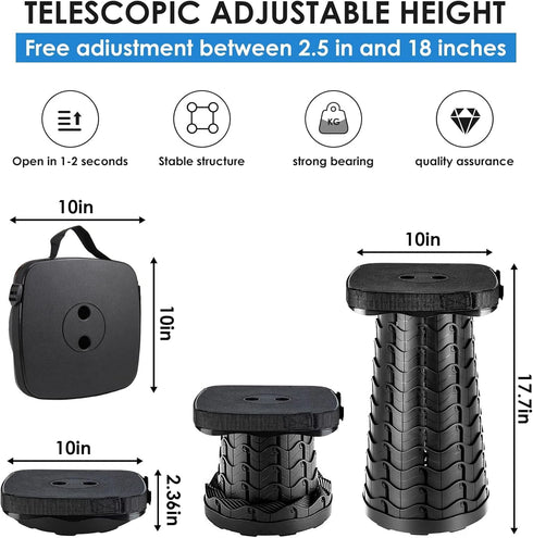 485lbs Collapsible Stool - Lightweight Folding Stool, Capacity, Portable for Adults, Camping, Fishing, Hiking, Outdoor