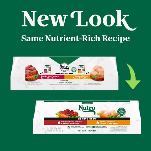 Pack, 12.5 oz (12 Count, Pack 1) Nutro Hearty Stew Canned Wet Dog Food, Natural Grain Free Dog Food Wet Cuts in Gravy