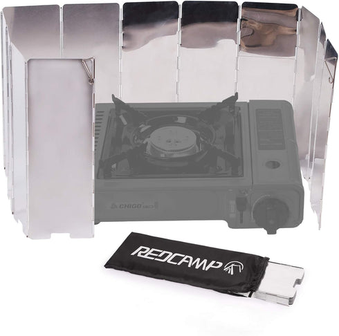 REDCAMP Folding Outdoor Stove Windscreen, 12 Plates Aluminum Camping Stove Windshield