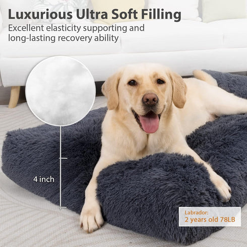 Orthopedic Extra Large Dog Bed, Washable with Removable Cover, Waterproof Crate Bed, Non-Slip Bottom, Fluffy Pet Bed