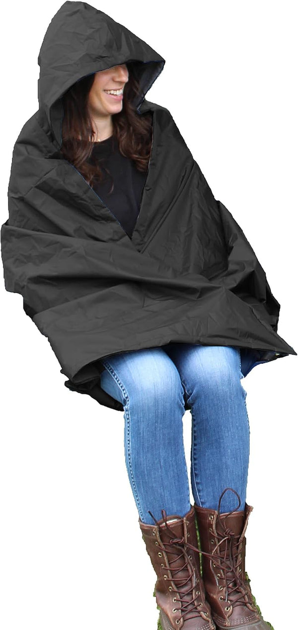 Wolf Essentials Anywear Cushion Hooded Blanket Weather Resistant Fleece & Vinyl, Portable