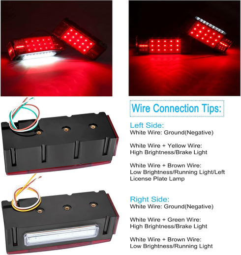 IP68 13.7 inch 3rd LIMICAR Boat Trailer Lights, Submersible LED Trailer Light Kit w/Wring Harness, LED Trailer Marker