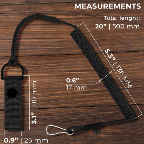 TECEUM Tactical Pistol Lanyard, 3+ Colors, Equipment Accessories for Military, Police, Security, Anti-Loss Elastic Coil