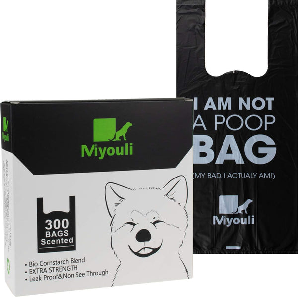 Miyouli 300 Counts Extra Thick Black Pet Poop Waste Bags With Handles for