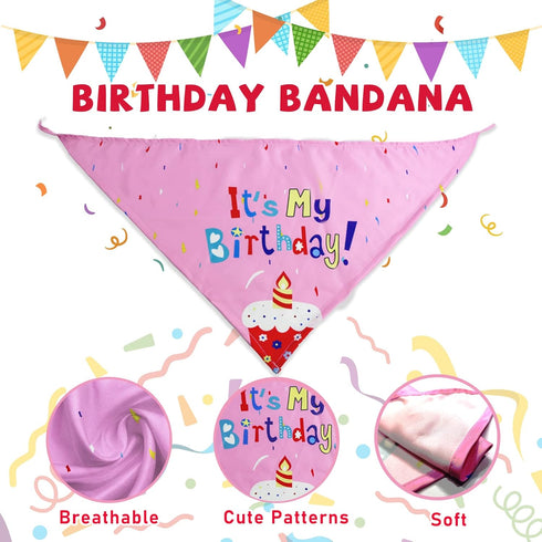 Dog Birthday Toys - Happy Birthday Gift for Dogs, Squeaky Plush Cake Hat Bandana for Small & Medium Dog Birthday Party