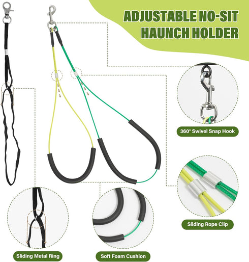Dog Grooming Arm with Pet Grooming Hammock, getlstub 35" Adjustable No Sit Haunch Holders for Small and Medium Pets