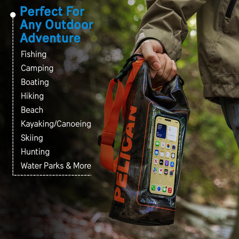 Pelican Marine IP68 Waterproof Dry Bag 2L, Roll Top Backpack with Phone Case for Boating & Kayak Accessories