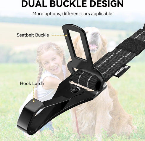 2Pack Car,3-in-1 360 Pawaboo Dog Seatbelt for Dog Car Seat Belt Bungee,Shockproof Dogs Tether for Cars with Buckle&Hook