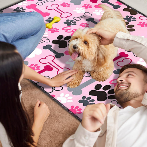 2PC 36"x24" Reusable Potty Pads for Dog-Washable Pee Pads for Floors/Couch/Bed and Crates-with Pink Dogs Paw Pattern