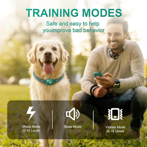 Dog Shock Collar with Touch Screen, E-Collar with Security Lock, 3 Training Modes, Waterproof for All Breeds