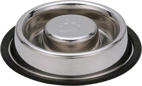 Neater Pet Brands Stainless Steel Slow Feed Bowl, Non-Tip & Non-Skid for Dog Food Gulping and Indigestion