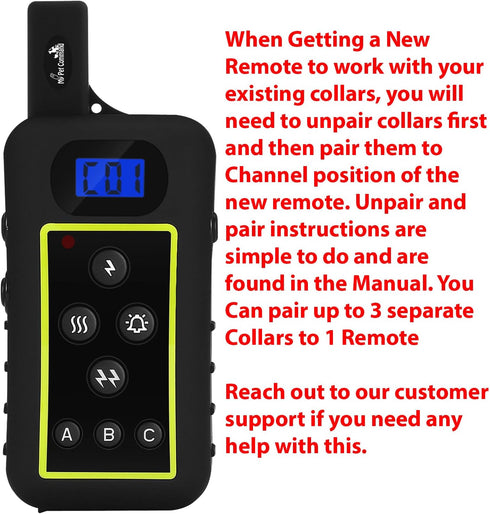 My Pet Command 1.25 Mile Dog Training Extra Remote, Waterproof Rechargeable Shock Collar, Vibrate Tone Flashing Beacon