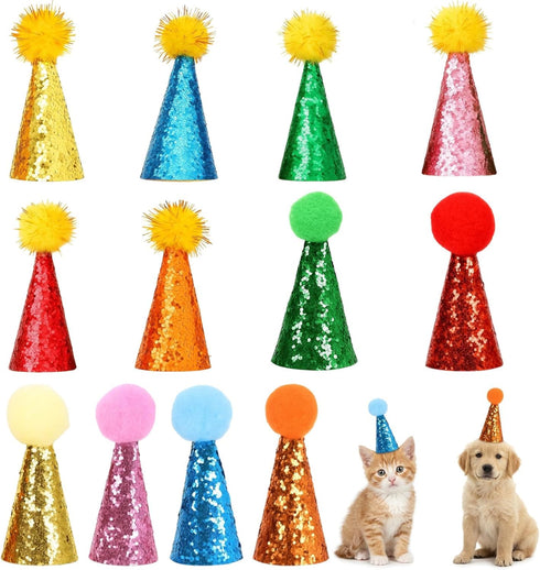 ZHLKHIOP 12PCS 2.36inch Stuffed Animal Party Hats, Mini Birthday Hats for Stuffed Animals,