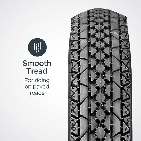 Schwinn Replacement Bike Tire, Cruiser Hybrid Bicycle Tires, Smooth Tread, Black with Kevlar Bead