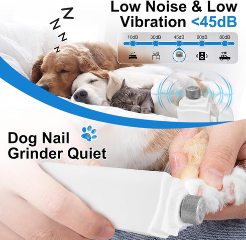 2-in-1 Trimmer 3 Dog Nail Clippers and Grinder, Electric Dog Nail for Large Medium Small Dogs & Cats with Speeds, USB