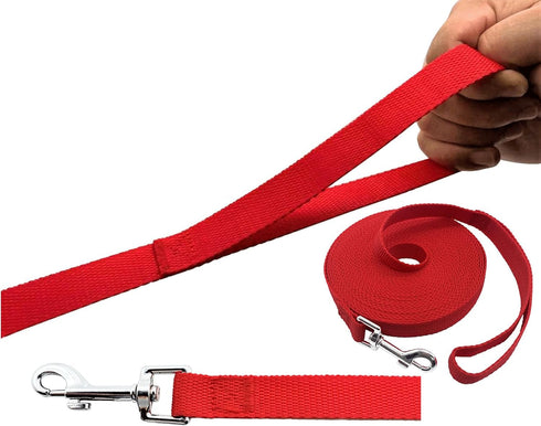 Long Dog/Puppy Lead 15ft 20ft 30ft 40ft 50ft, Obedience Recall Training Leashes for Small Medium Dogs, Red, 1" x 40FT