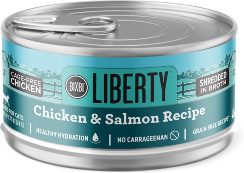 BIXBI Liberty Canned Wet Cat Food, Grain Free, Chicken and Salmon Recipe, 2.75 Ounce, Pack of 24