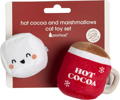 Pearhead Hot Cocoa Christmas Cat Toy Set, Holiday Gift, Set of 2 Plush Rattle Toys