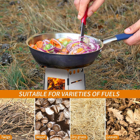 Lixada Camping Wood Stove, Folding Lightweight Stainless Steel Wood Burning Stove for Outdoor Camping