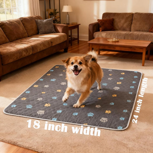 2PCS 100% 18'' 24'' Aitmexcn Washable Puppy Dog Pee Pad, Waterproof Whelping Training Mat for Puppy/Senior Dog, Fast
