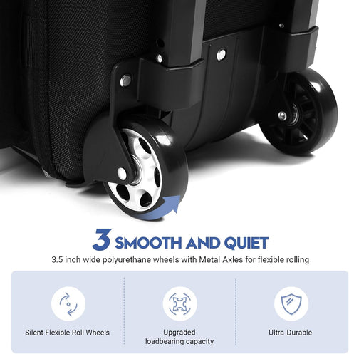 SOGUKOER 2 39.5" Bowling ball Bag with Wheels, Lightweight Trolley Double Ball Bowling bag with Large Separate Shoe
