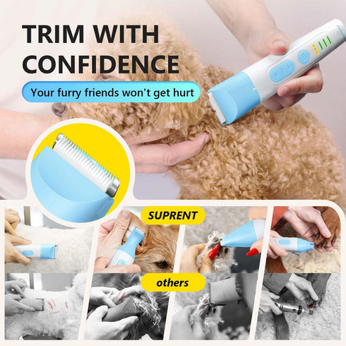 4 1 Trimmer Set SUPRENT Dog Grooming Kit, in Quiet Pet Clippers for Grooming Supplies, Cordless Cat Paw Dog Nail