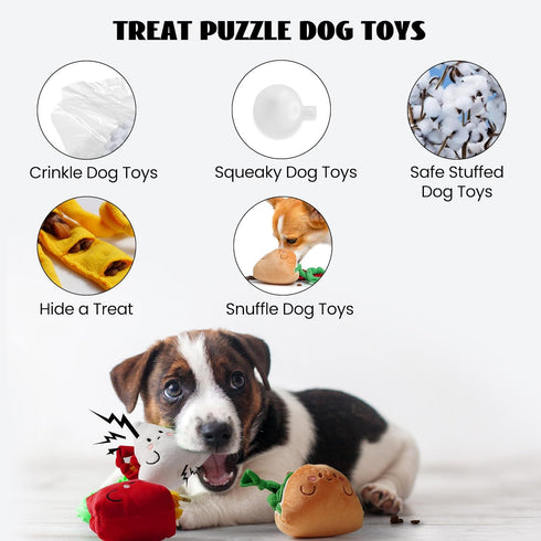 Nocciola Hide and Seek Dog Toys - 3 Pack Interactive Burrow Toys, Snuffle Plush Puppy Toys, Squeaky Toys with Crinkle