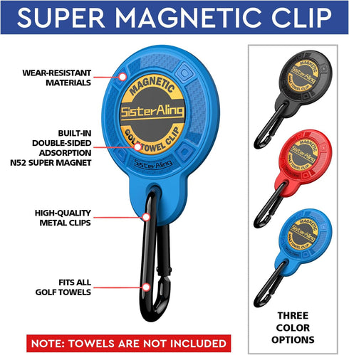 Magnetic Clip for Golf Towel, Removable Industrial Magnetic Accessories for Strong Hold to Golf Carts or Clubs (2, Blue)