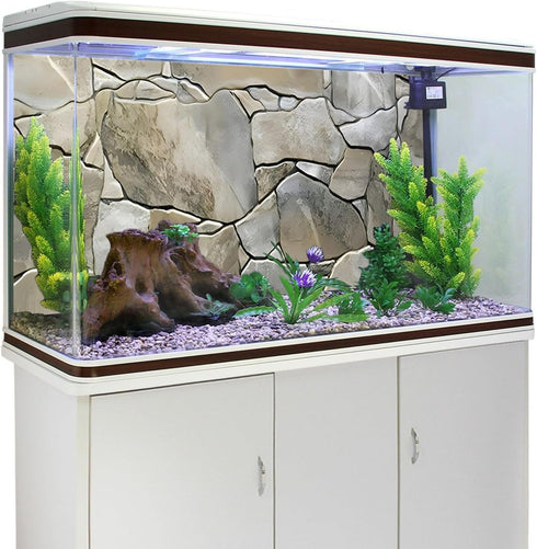 AWERT 36x18 inches White Grey Rocky Terrarium Background, Stone Aquarium Background for Fish Tank Decor