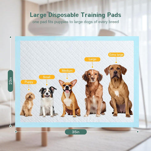 23" 35" 20 Count, 6-Layer Large Puppy Pee Pads for Dogs x Leak-Proof XL Dog Pee Pads, Super Absorbent Quick-Dry Thick