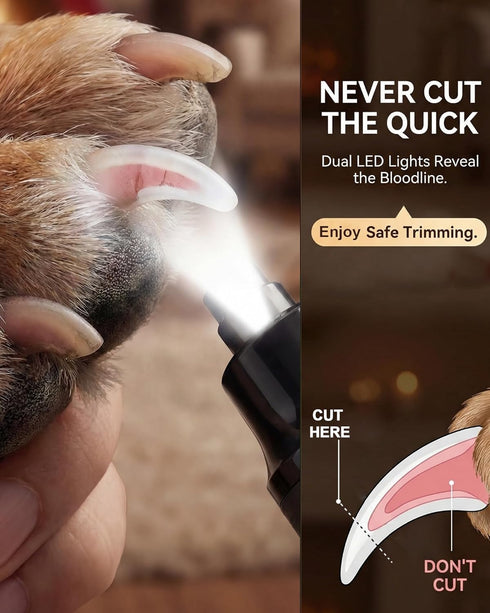 Naigrins +30% 30dB Trimmers, 7-Speed 16,000 (20k 12H+ 3 Torque X Power Professional Dog Nail Grinder - Ultra-Quiet Dog