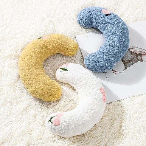 Little Pillow for Cats Puppies, Ultra Soft Fluffy Calming Toy, Half Donut Cuddler for Joint Relief Sleeping