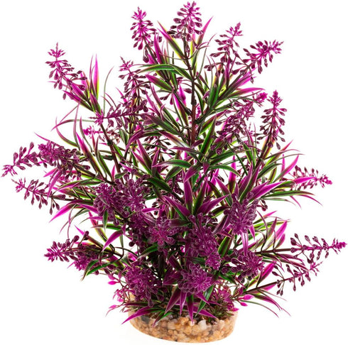 CNZ Aquarium Decor Fish Tank Decoration Ornament Artificial Plastic Plant Green/Purple, 11.8-inch