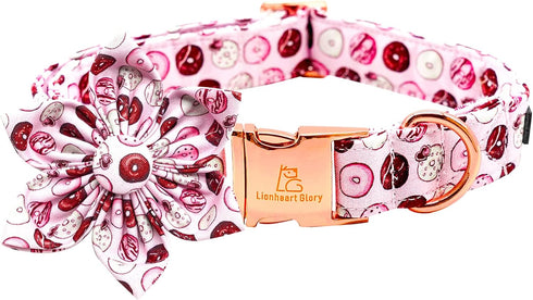Lionheart Glory Dog Collar, Pink Flower Collar for Female Dogs, Adjustable Cute Patterns for Small Dogs Pet Gift