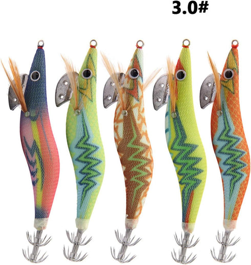 Generic 10pcs/Pack 2.5# 3.0# Body Luminous Squid Jigs Hooks Octopus Cuttlefish Shrimp Baits Fishing Lures Size