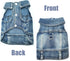 Cool Blue Denim Dog Jeans Jacket for Small Medium Dogs, Comfort Lapel Harness Vest with D-Ring for Leash