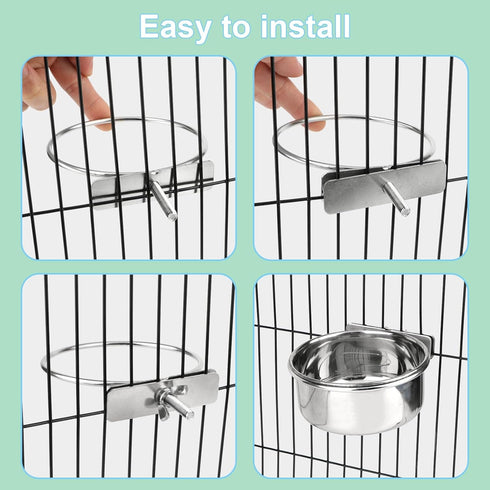 Hypeety Stainless Steel Food Water Bowl for Pet Bird Crates, Cages, Coop, Dog, Cat, Parrot, Rabbit (Medium, 4.7 * 2.1in)