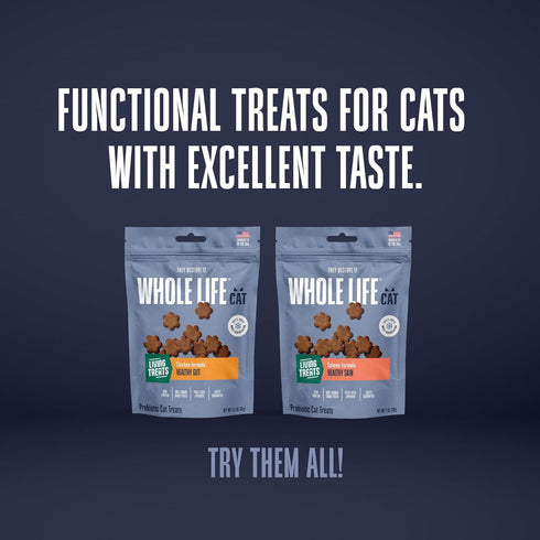 Whole Life Cat Living Treats for Cats – Human Grade Probiotics for Gut Health, Natural Digestive Support, Chicken &