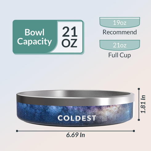 Coldest Dog Bowl - Large 21 oz Anti Rust Metal & Non Slip Heavy Duty Insulated Bowl for Dogs, Cats & Pets